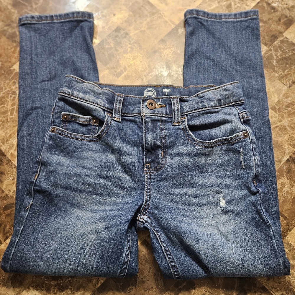 WONDER NATION Boy's Distressed Denim Blue Jeans, 8 Slim - Picture 7 of 8